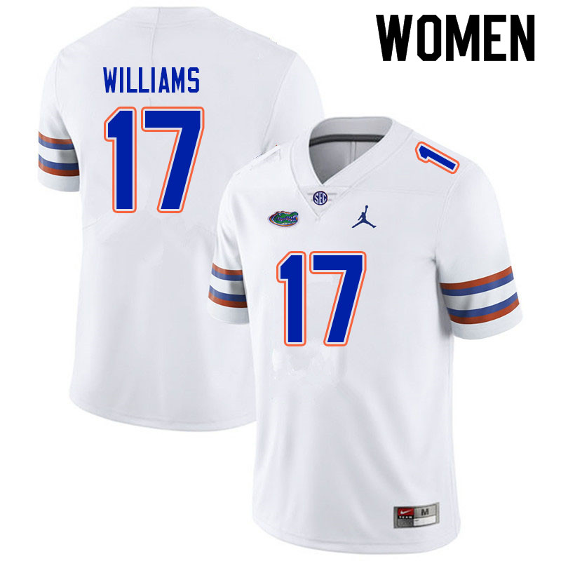 Women #17 Scooby Williams Florida Gators College Football Jerseys Sale-White - Click Image to Close